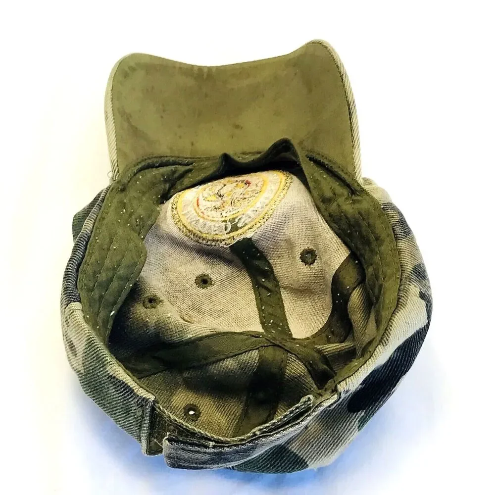 USMC Marine Corp Cap Vintage Camouflage RARE Officer Leaf StrapBack Vietnam Cotn